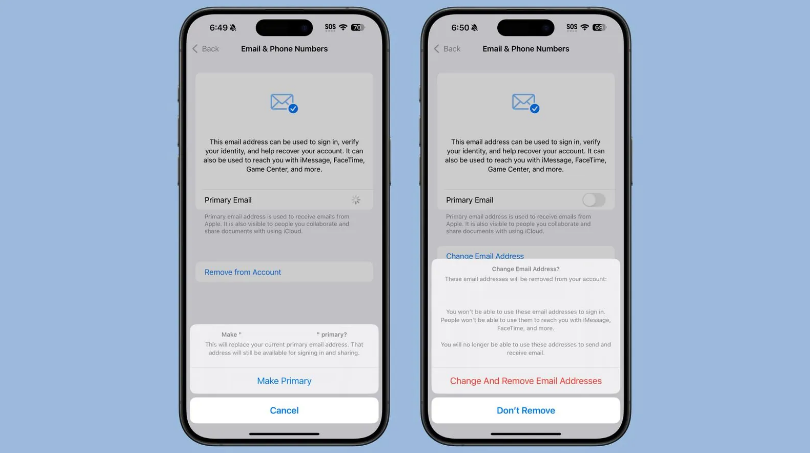 无锡苹果手机维修分享苹果 iOS 18.1 支持设置“主要”邮箱地址并更改 iCloud 邮箱 